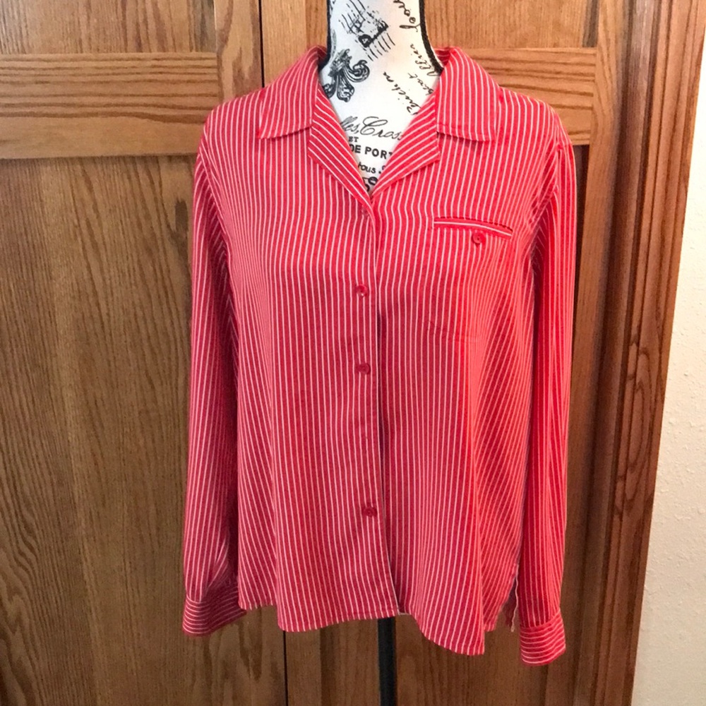 Laura Scott Women’s Size 14 Red and White Striped Blouse